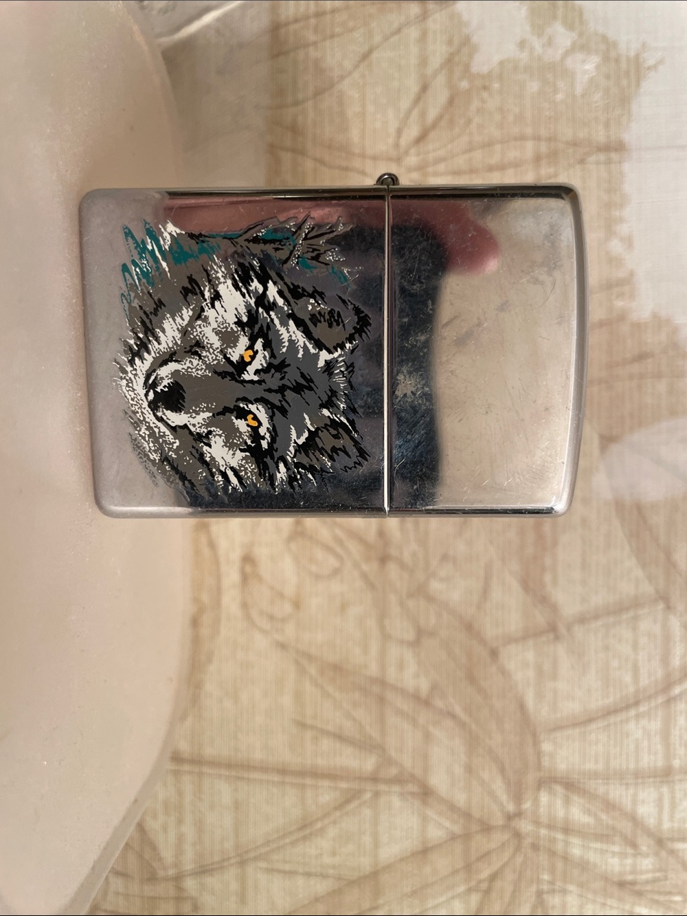 1980’s Zippo Wolf Graphic Silver Metal Lighter –